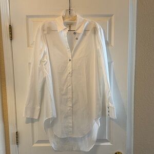 Rag & Bone Cotton and Silk White Longline Button-down Dress Shirt Size L